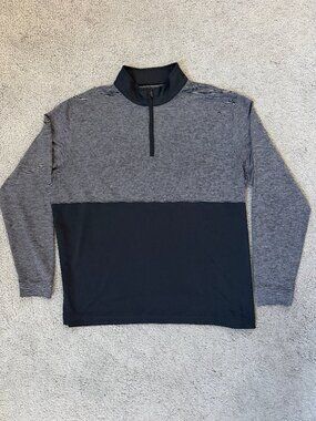 FootJoy Men's 2XL Space Dye Blocked Quarter-Zip Golf Pullover Black and Grey